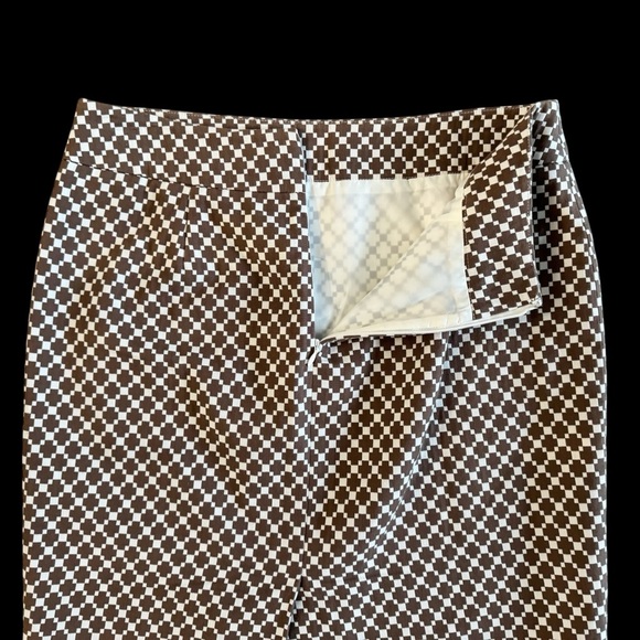 Ann Taylor Brown White Checkered pencil Skirt cotton office siren sz 6 992 - Picture 10 of 10